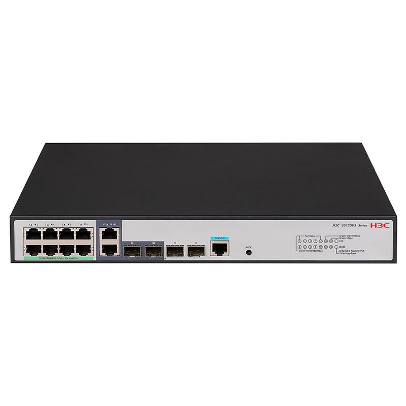 H3C S5120v3-12TP-HPWR-LI 8个千兆电口+4个千兆上行光口（2个Combo口）以太网交换机